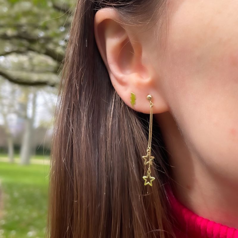 Double Star Drop Chain Earrings image