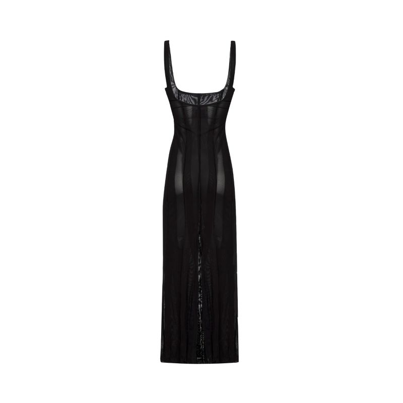 Siren Mesh Midi Dress Black image