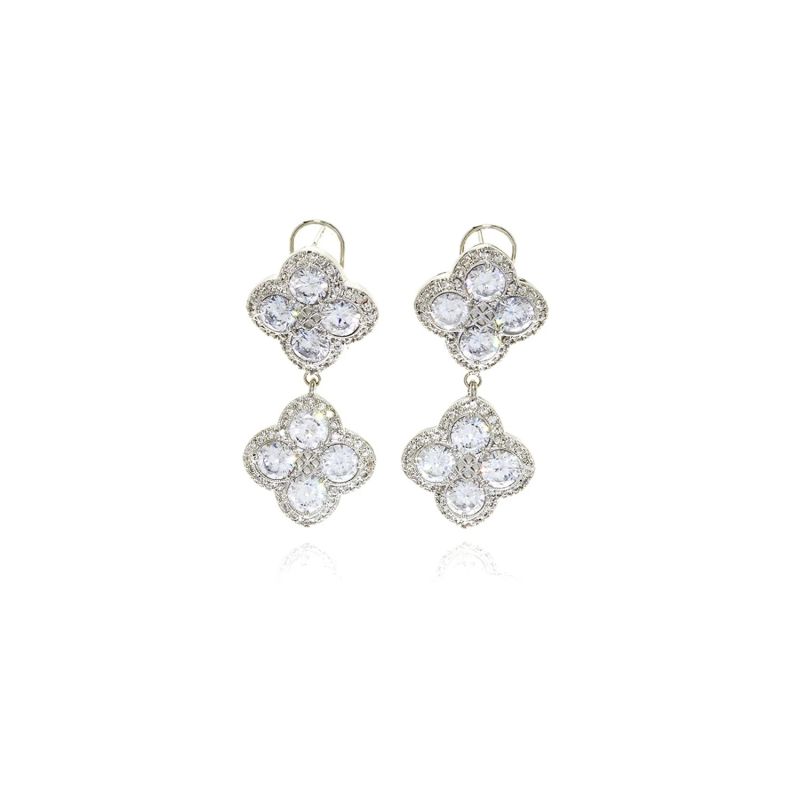 Silver Chandelier Diamond Flower Earring image