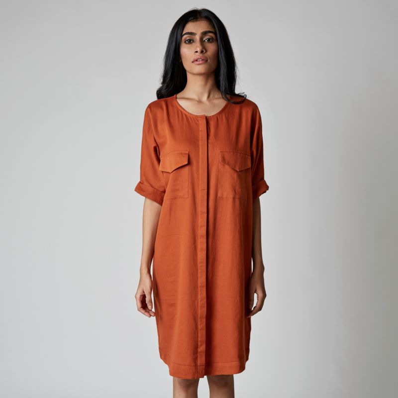 The Helin Shirt Dress In Apricot Buff image