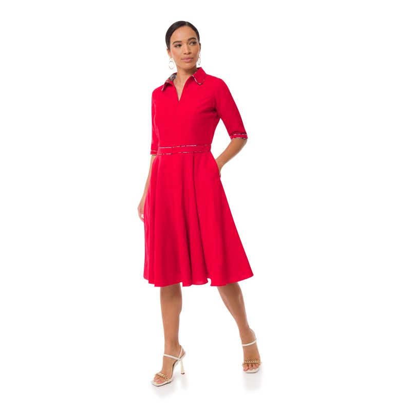 Effie Midi Linen Dress - Red image