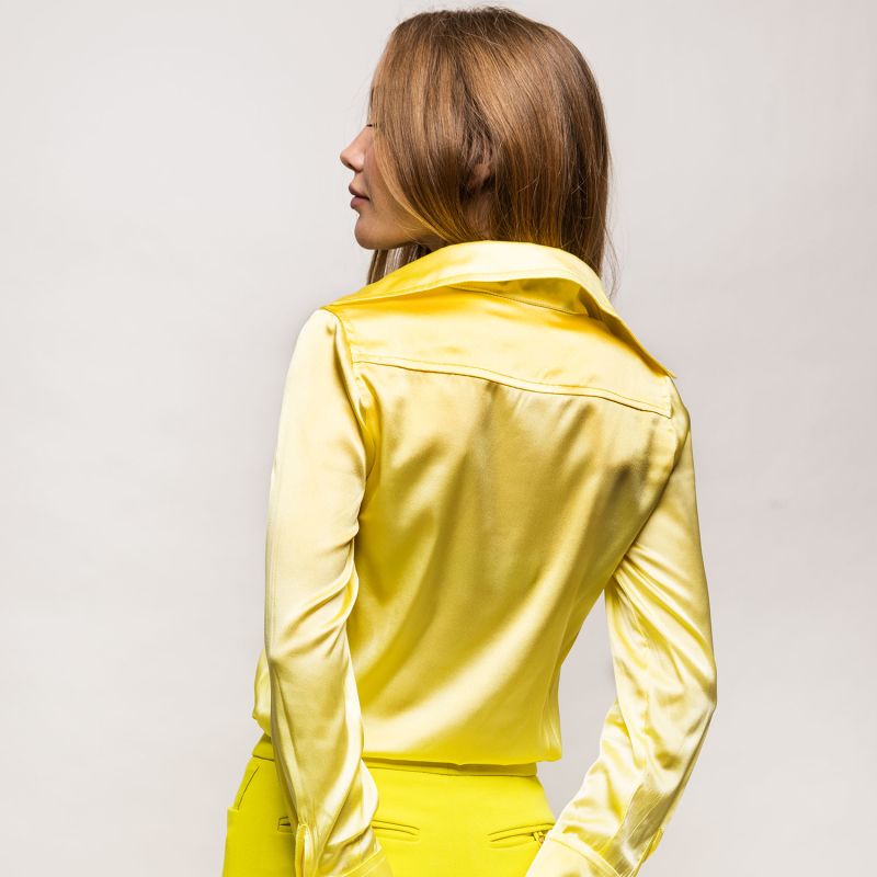 Drape Blouse With French Cuff - Soft Yellow image