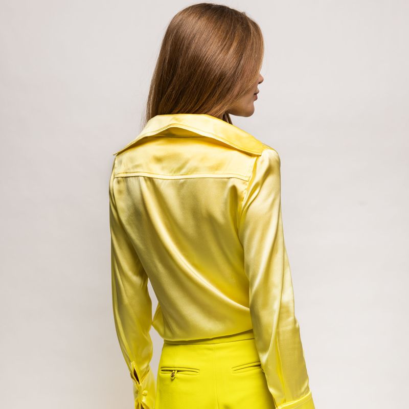 Drape Blouse With French Cuff - Soft Yellow image