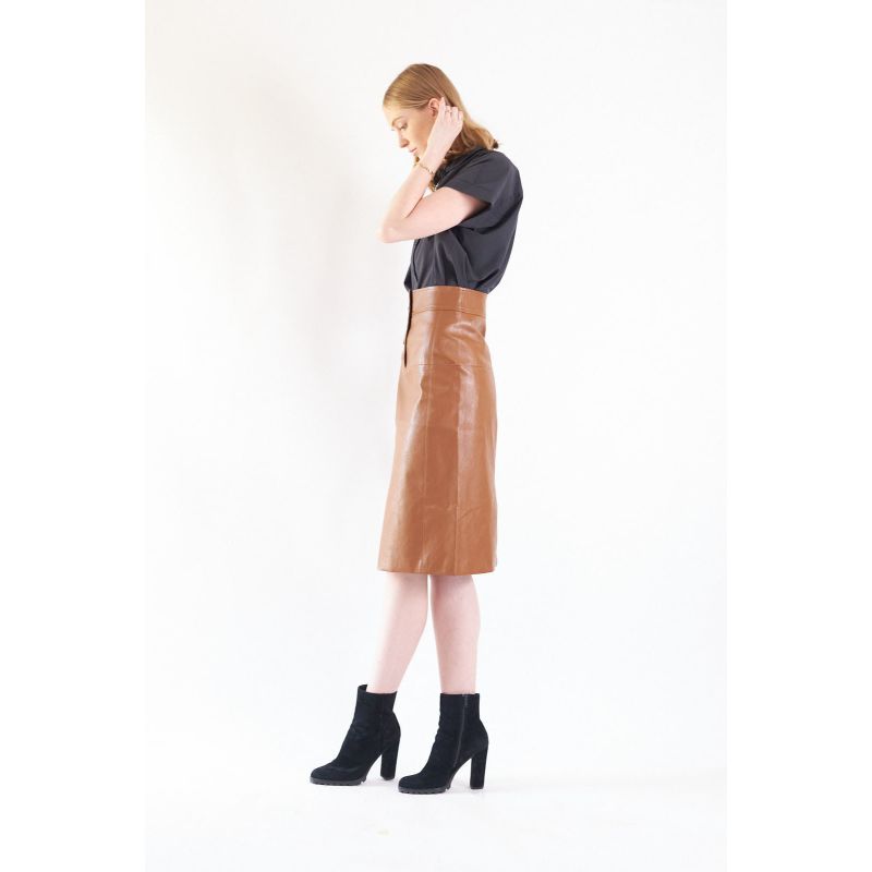 Power Woman- Brown Vegan Leather Skirt image