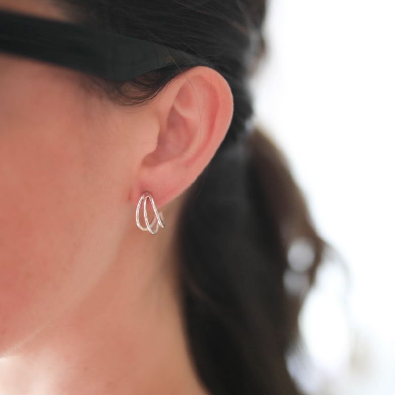 Cordoba Triple Stirling Silver Hoop Earrings image