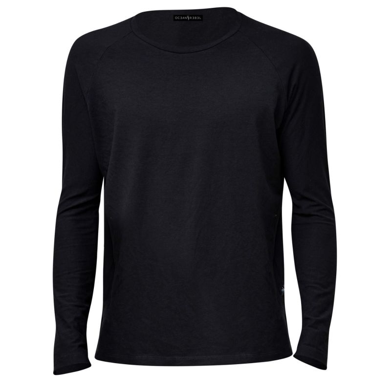 Long Sleeve Side-Slit Comfort T-Shirt - Black image