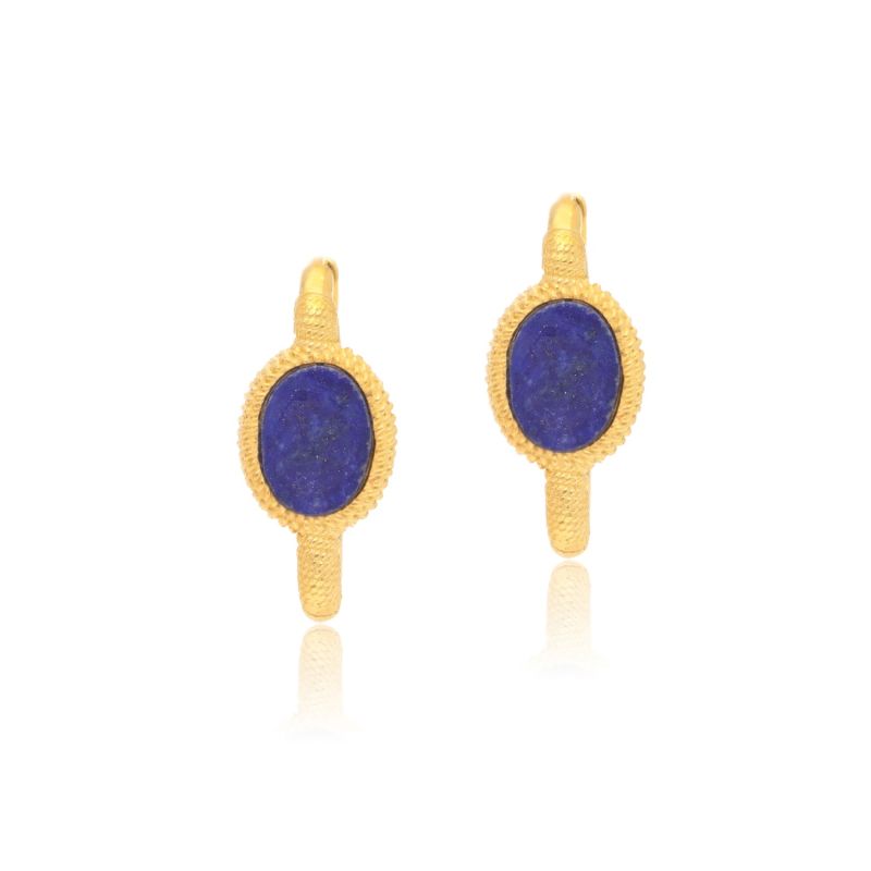 Kora Gold Link Hoops - Lapis image