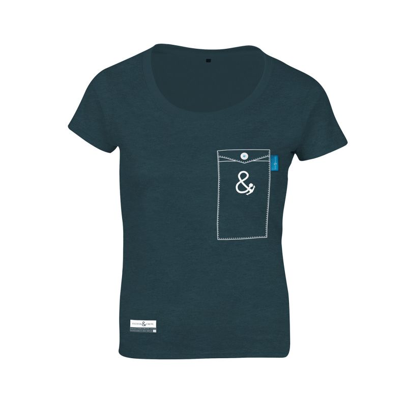 Steel Blue Anchormark Print Organic Cotton T-Shirt (Womens) image