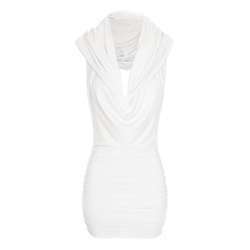 Martini Hooded Open Back Mini White Dress image