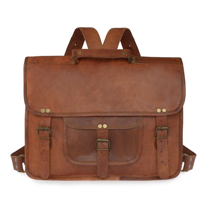 Vida Vintage Leather Backpack Satchel image