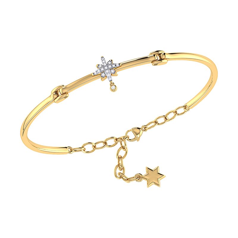 Supernova Bezel Drop Bangle In 14K Yellow Gold Vermeil image