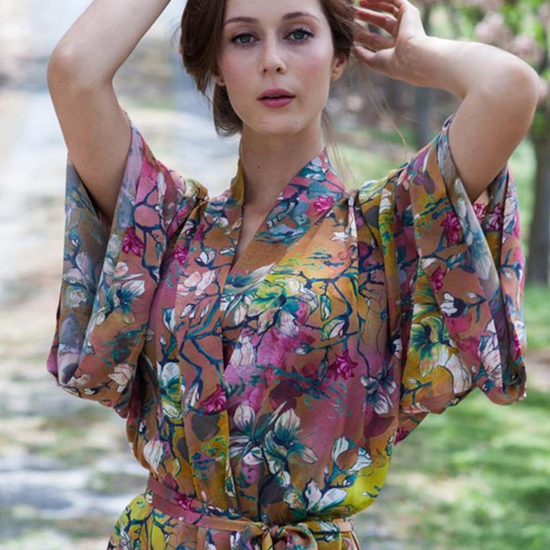 Magnolia Silk Kimono Robe image