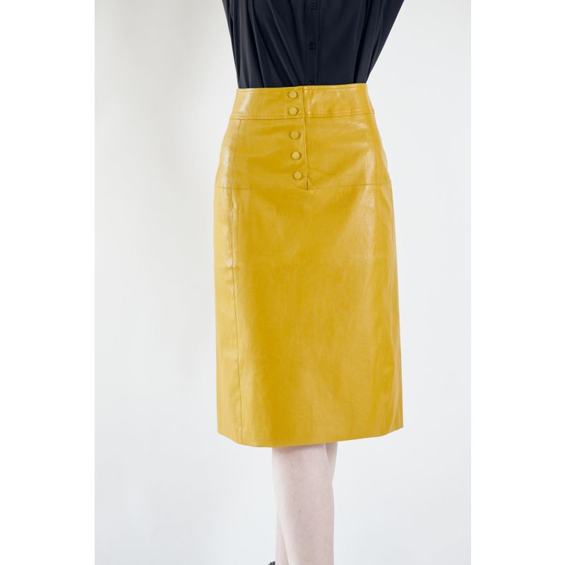 Power Woman Mustard Leather Skirt image