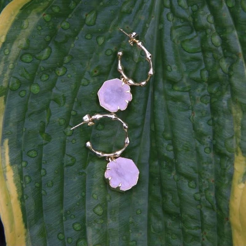 Hold On Rose Quartz Pendant Everyday Hoop Earrings image