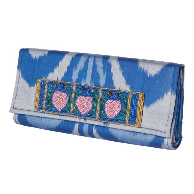 Du Monde Collection - Lago Silk Ikat Clutch  - Blue image