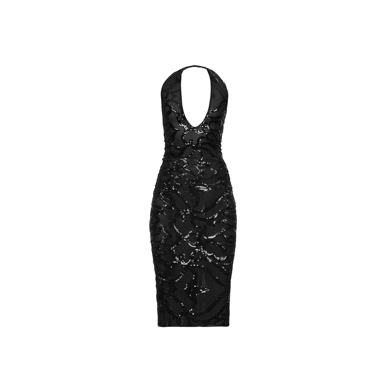 Dua Black Sequin Midi Dress image