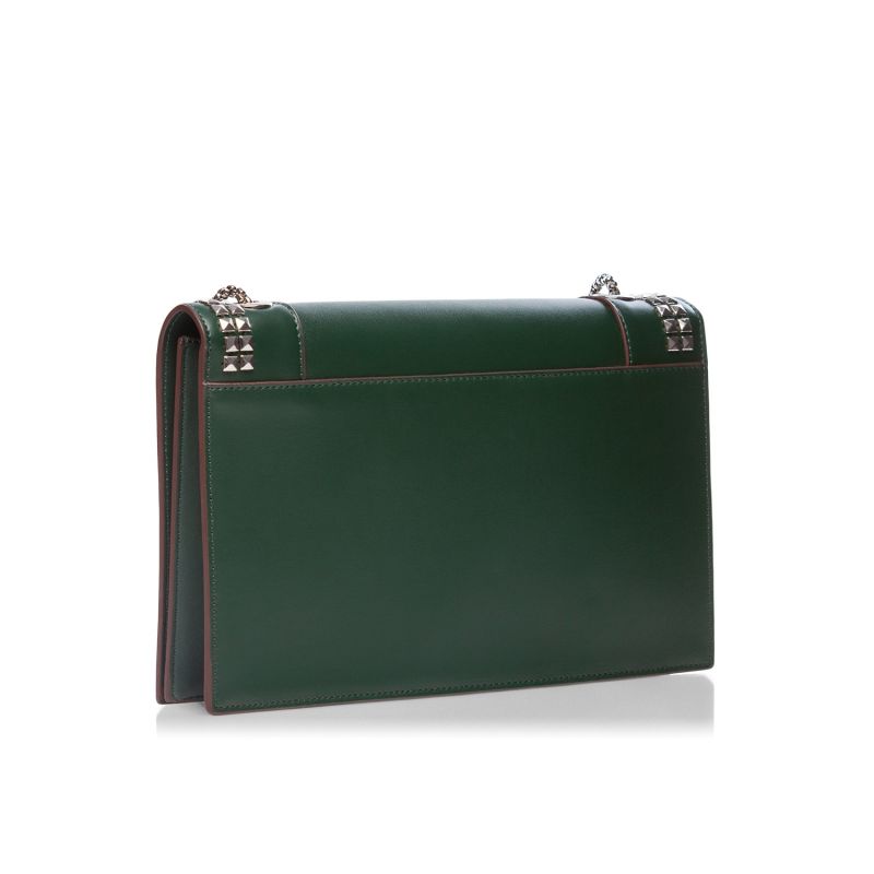 Leather Shoulder Bag with Silver Studs Green image