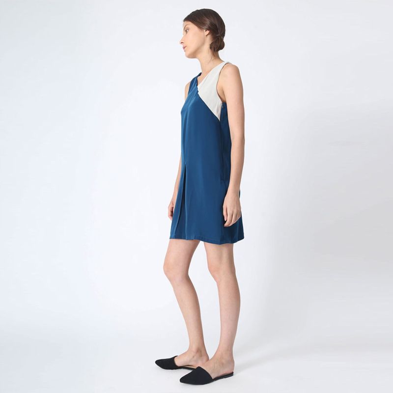 Vea Contrast Colour Panel Dress In Royal Turquoise image