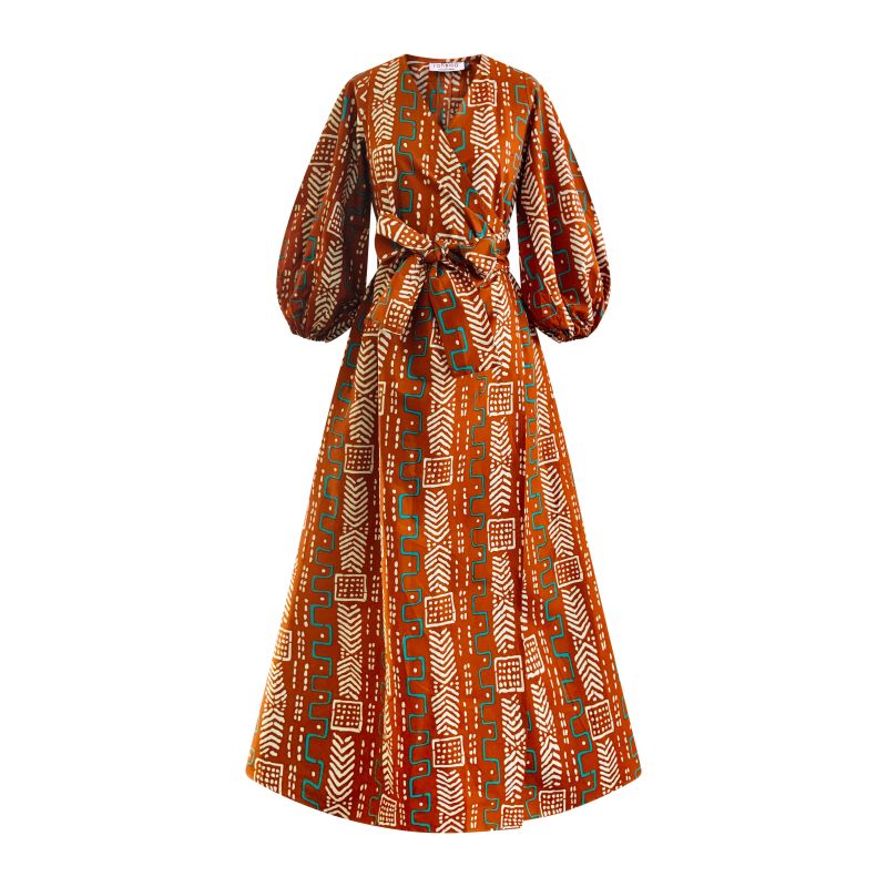 Mud African Print Wrap Dress image