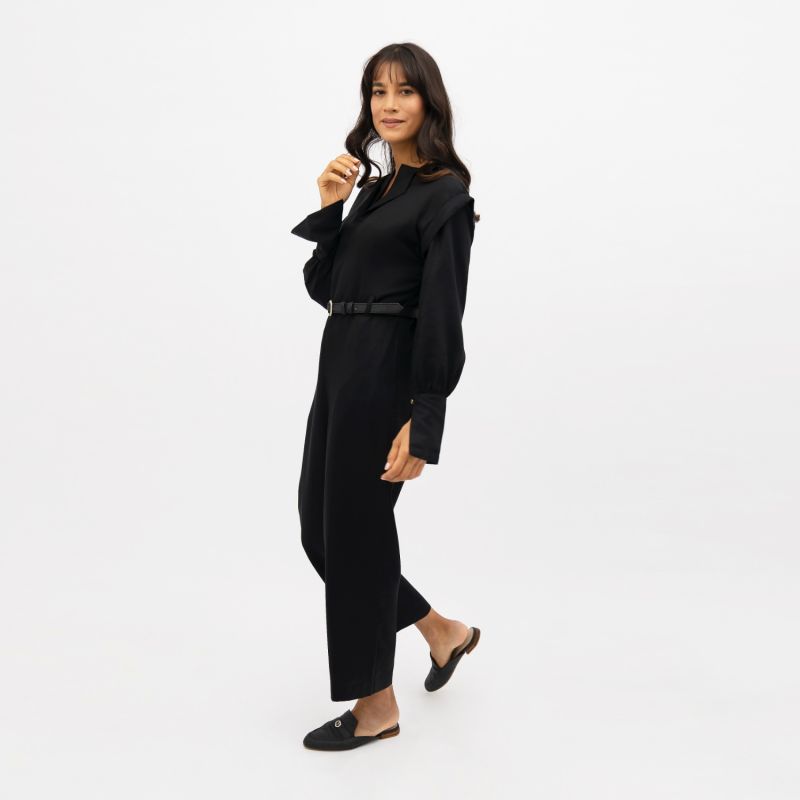 Dakar Tencel Straight Leg Jumpsuit In Licorice Black image