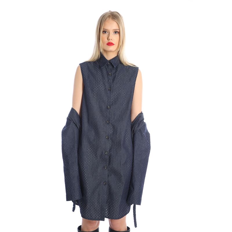 Perforated Jeans Jacket & Vest With Negligee image