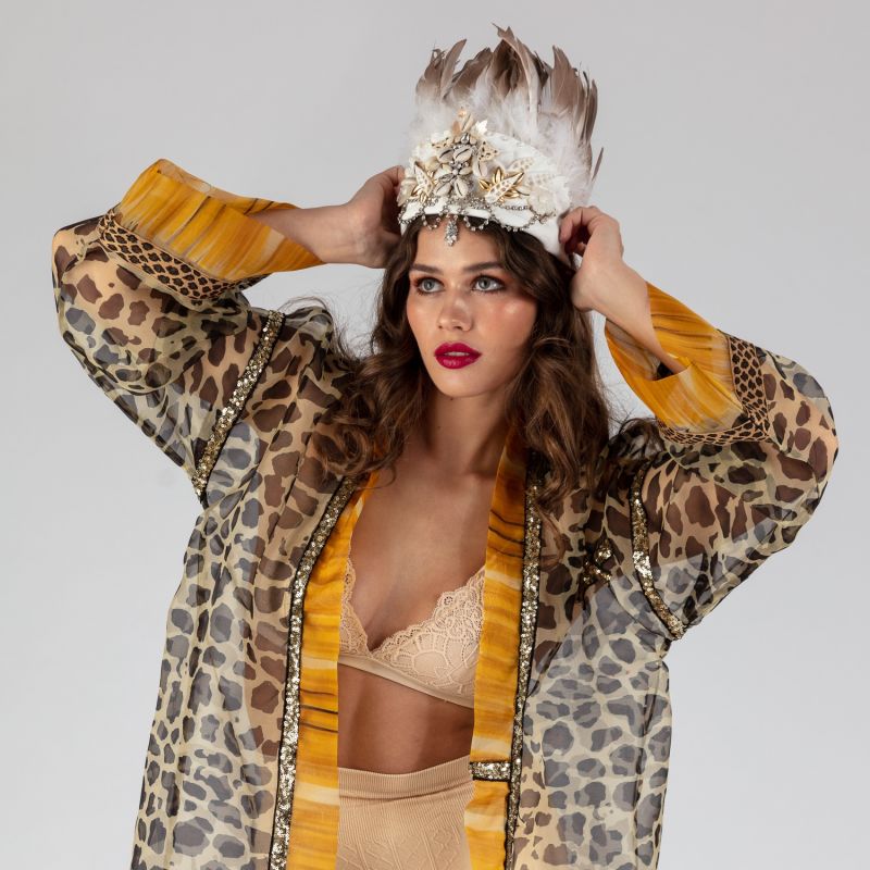 Chiara - 100% Silk Wildly Bohemian Robe With Sequin Trims image