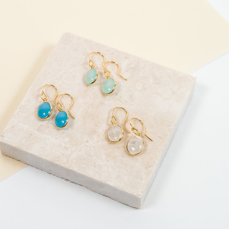 Pollara Gold Vermeil & Cabouchon Moonstone Earrings image