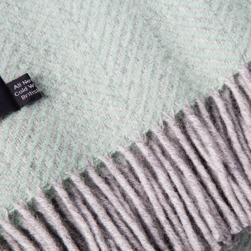 Evening Tales Pure New Wool Blanket - Mint Grey image