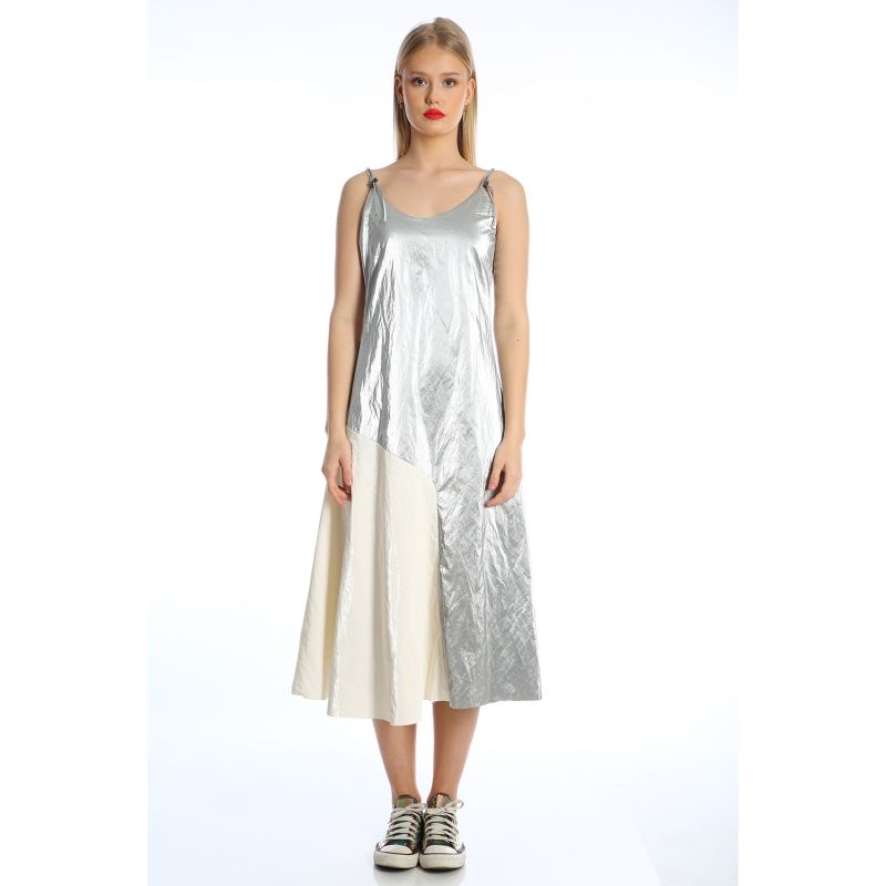 Adjustable Braces Dress – Silver/White image