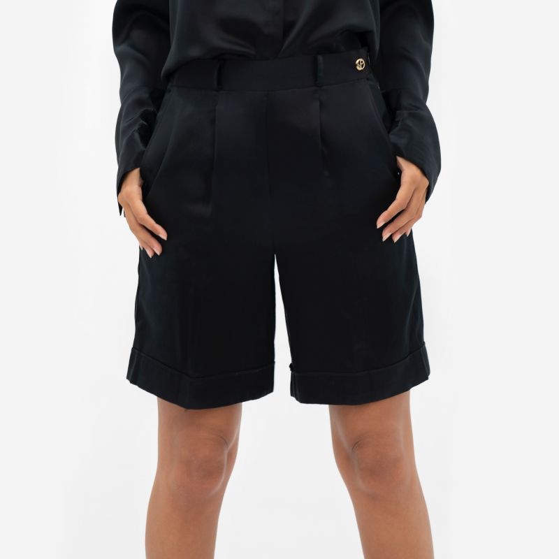 Manila Silk Tailored Shorts In Black image