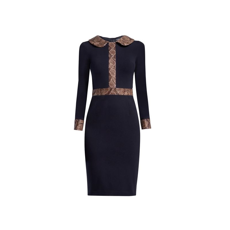 Lynn Black Jersey Dress With Snake-Effect Trim image