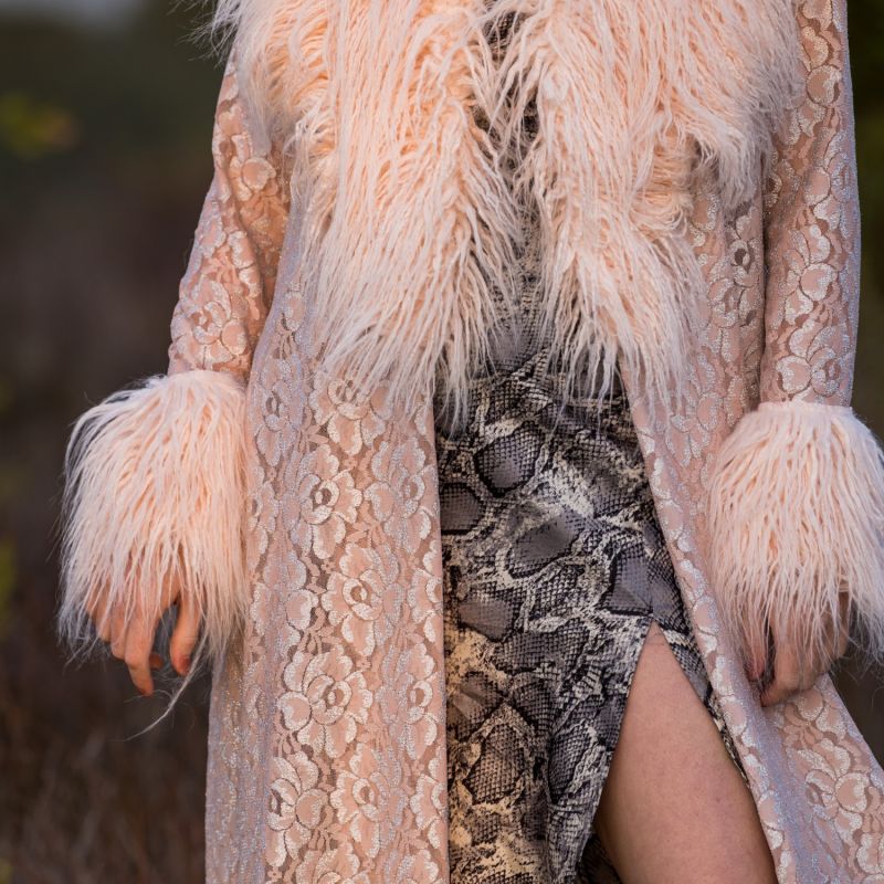 Portia Blush Lace Faux Fur Cuff Duster image