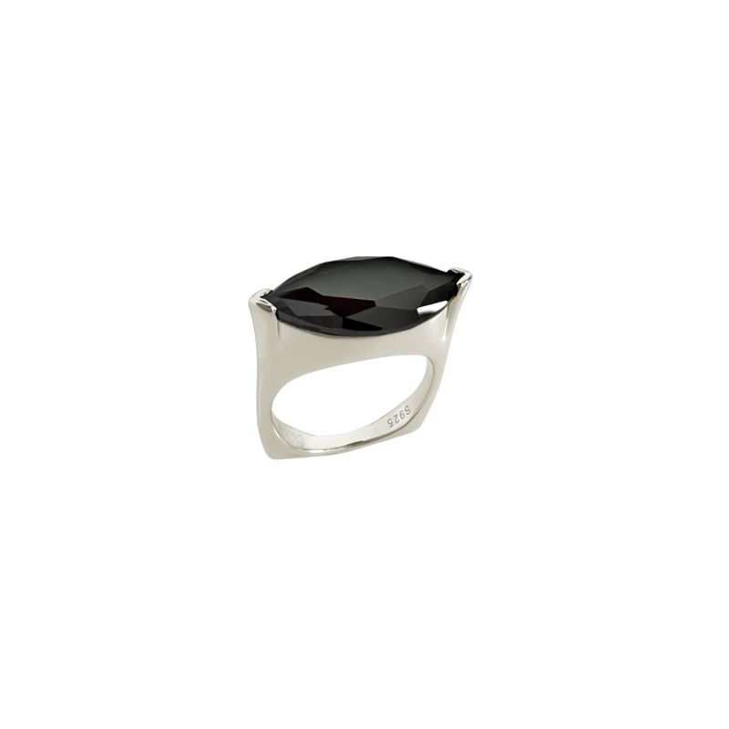 Selene Black Crystal Marquise Silver Ring image