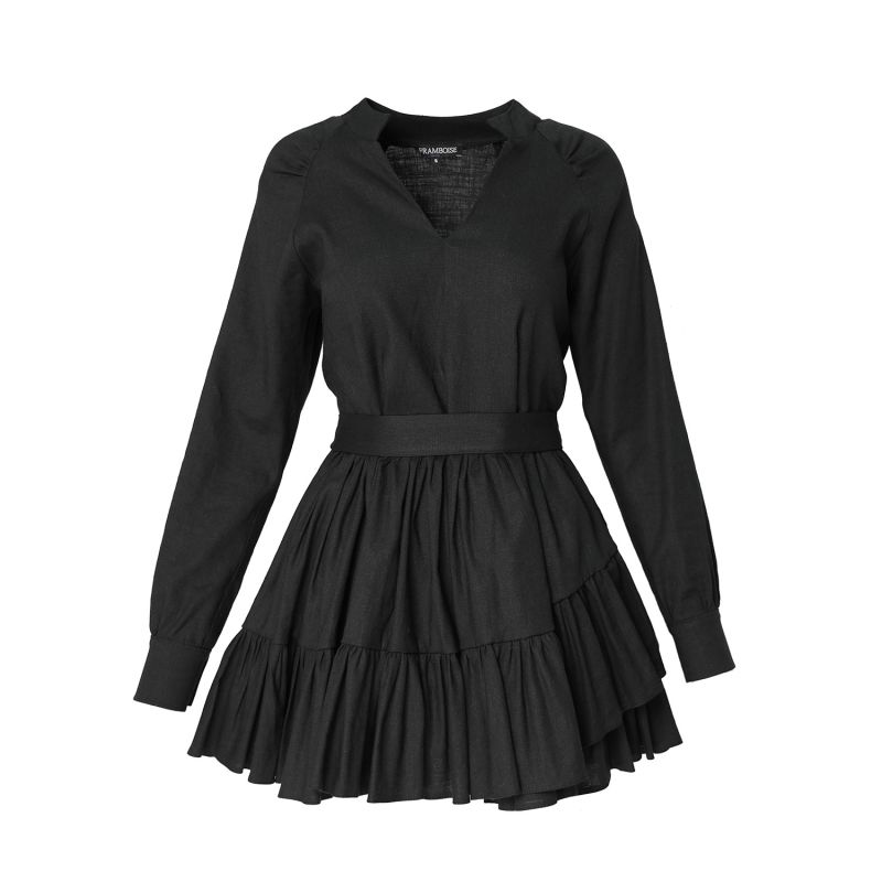 Anna Mini Black Linen Dress image