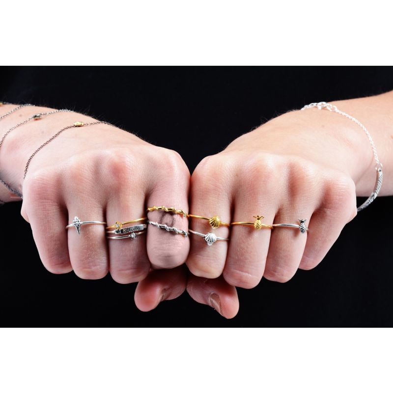 Tiny Snake Ring Diamonds & Gold image