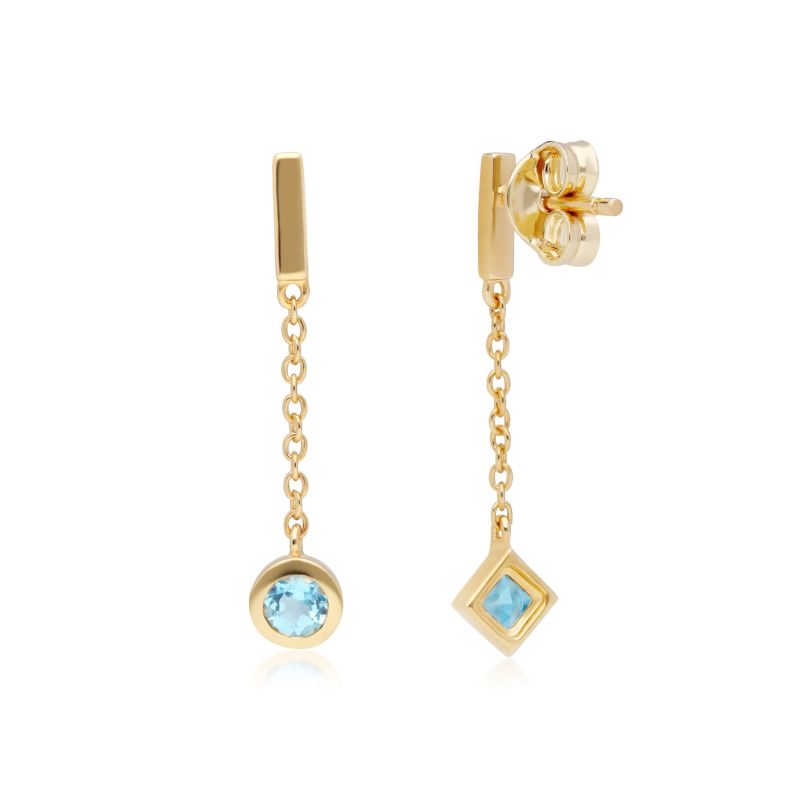 Mismatch Topaz Dangle Earrings In Yellow Gold image