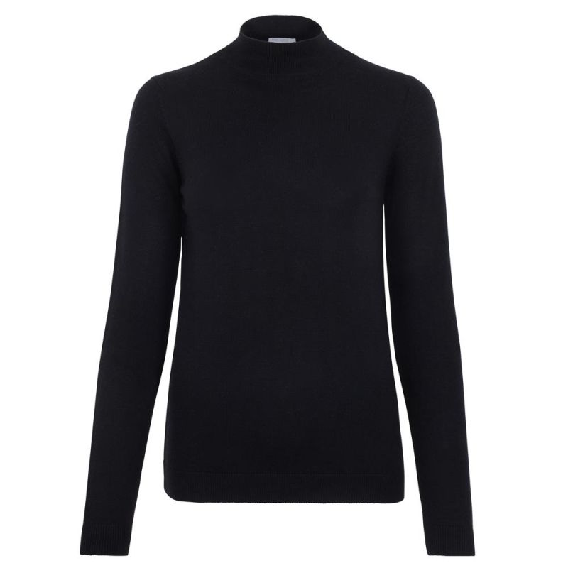 Women's Pure Extra Fine Merino Wool High Neck Hayley Jumper - Black image