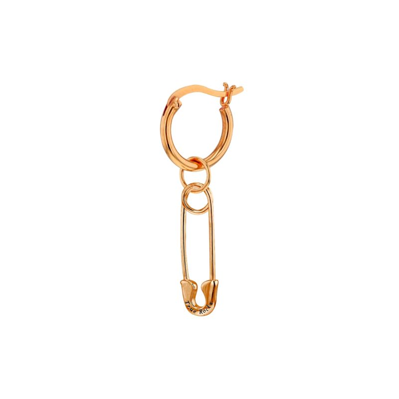 18K Rose Gold Plated Safety Pin Hoop - Single image