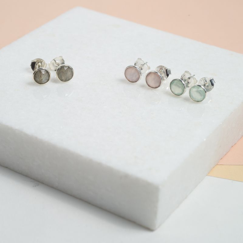 Savanne Sterling Silver & Pink Chalcedony Stud Earrings image