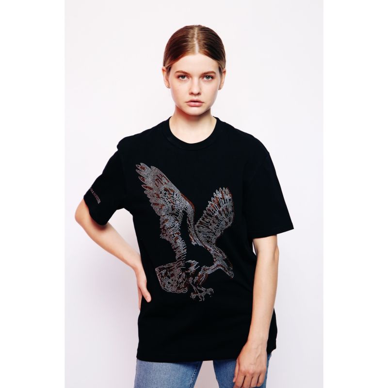 Eagle - Lucky Fengshui Rhinestoned T-Shirt - Black image