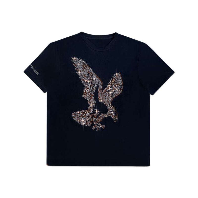 Eagle - Lucky Fengshui Rhinestoned T-Shirt - Black image