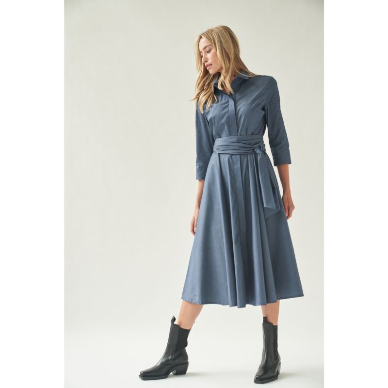 Shirtdress With Tie Belt Blue image