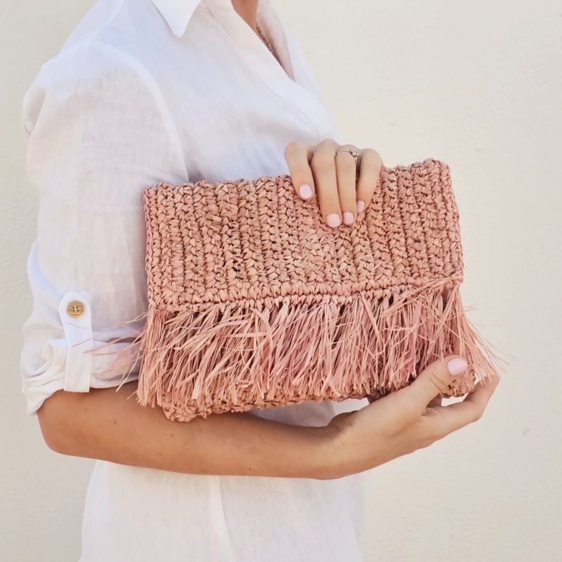 Ebba Raffia Pouch - Flamingo image