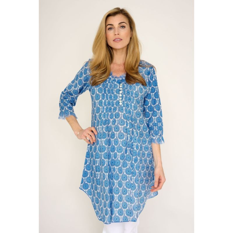 Annabel Cotton Tunic In Blue & White Peacock Swirl | At Last... | Wolf ...