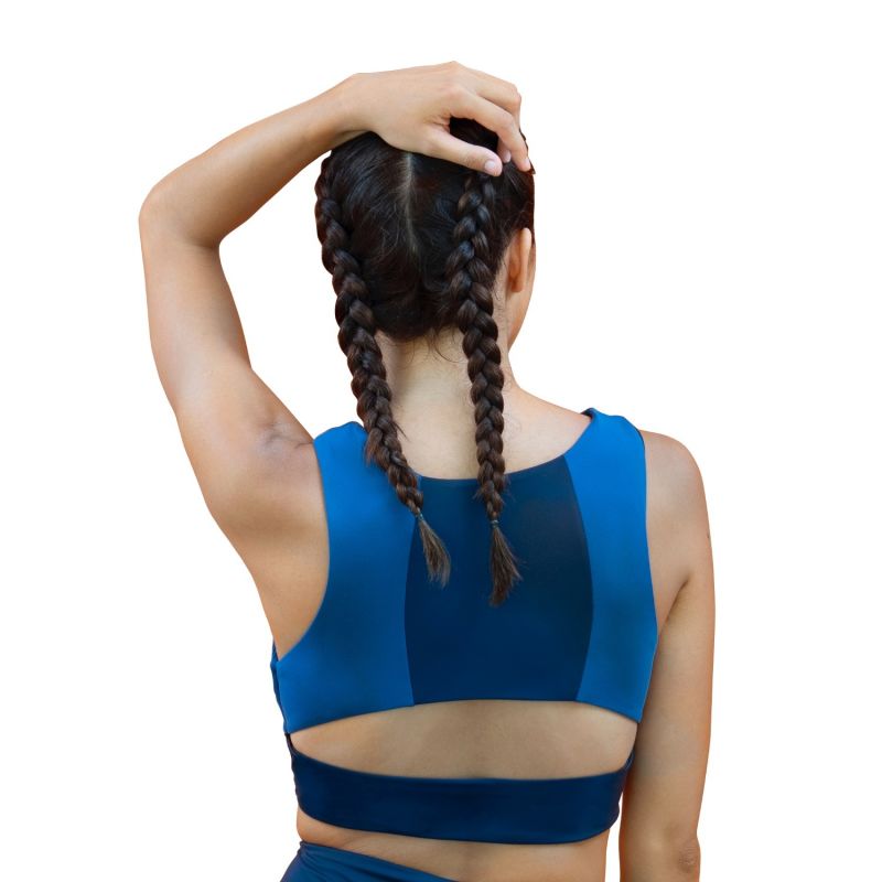 Portland Open Back Crop Top In Sapphire Blue image