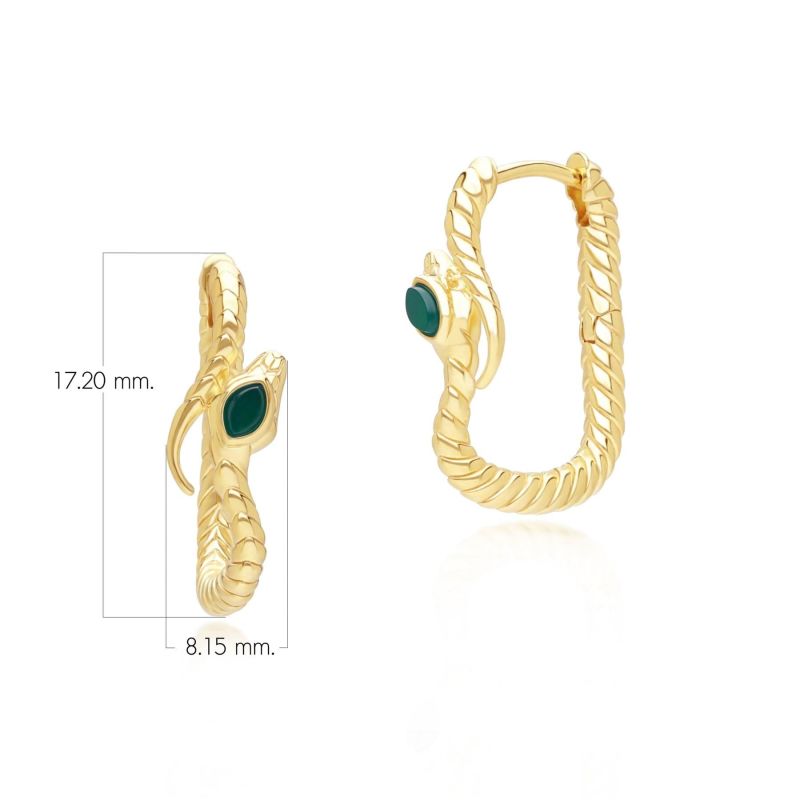 Ecfew Chalcedony Snake Hoop Earrings In Gold Plated Sterling Silver image