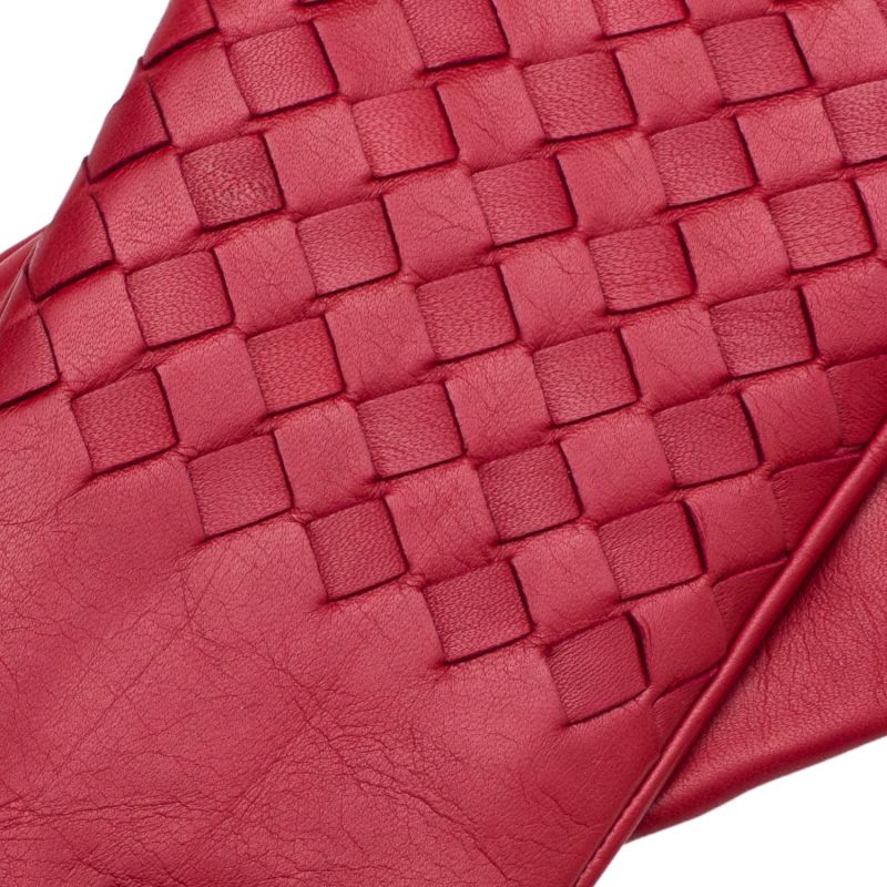 Trani - Women's Woven Leather Gloves In Red image