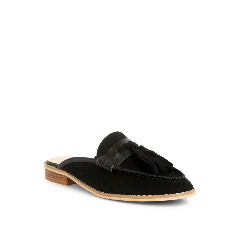 Edmanda Tassle Detail Leather Mules In Black image