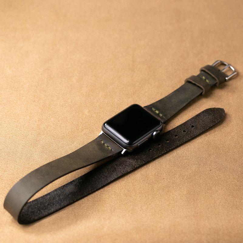 Double Tour Apple Watch Leather Strap - Green image