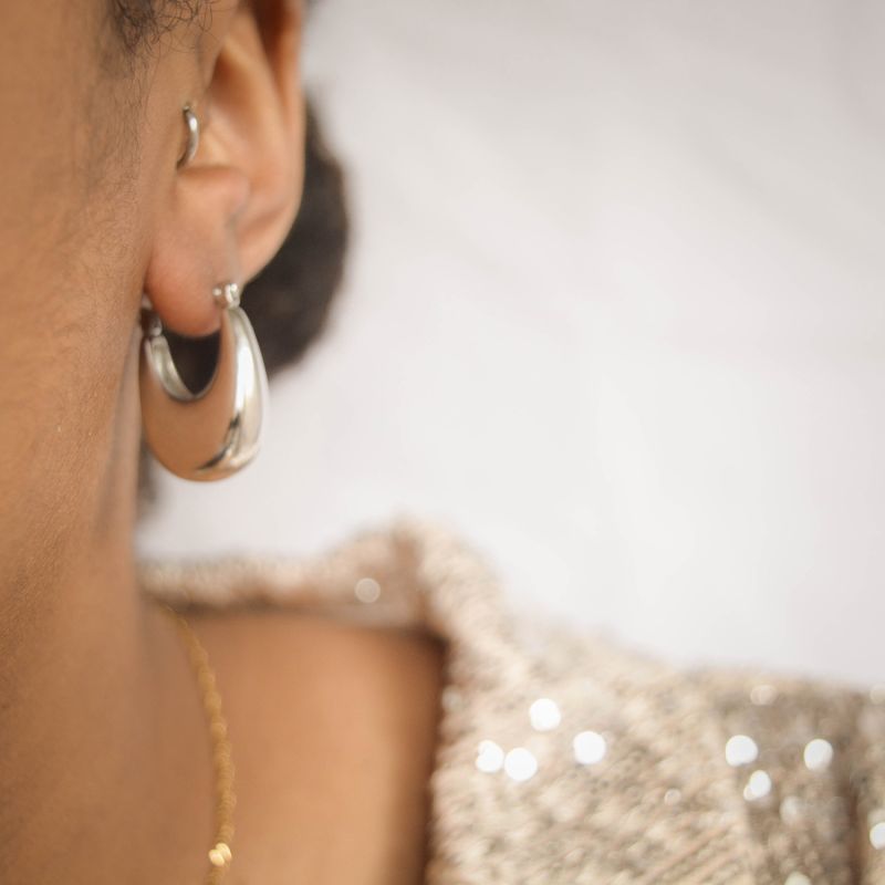 Silver Curve Drop Earrings image